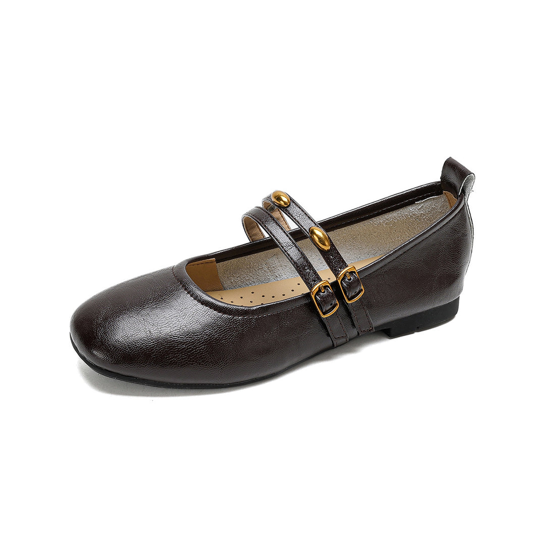 Damen Ballerinas mit eleganten doppelten Riemen und praktischen Schnallen R&B