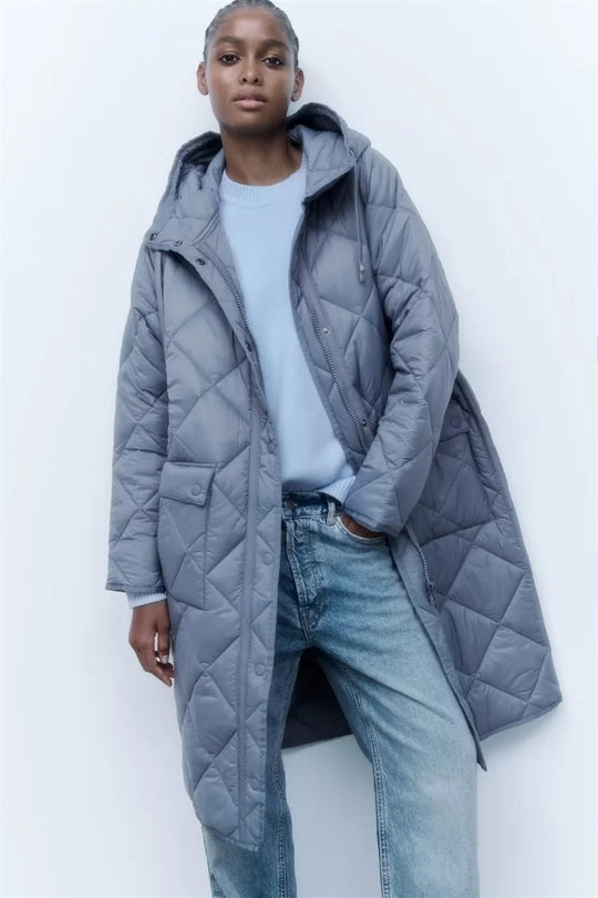 Damen gesteppte Übergangsjacke mit Kapuze und praktischen Taschen R&B 1759483144