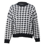 Damen Grobstrickpullover mit modernem Hahnentrittmuster und lässigem Schnitt R&B