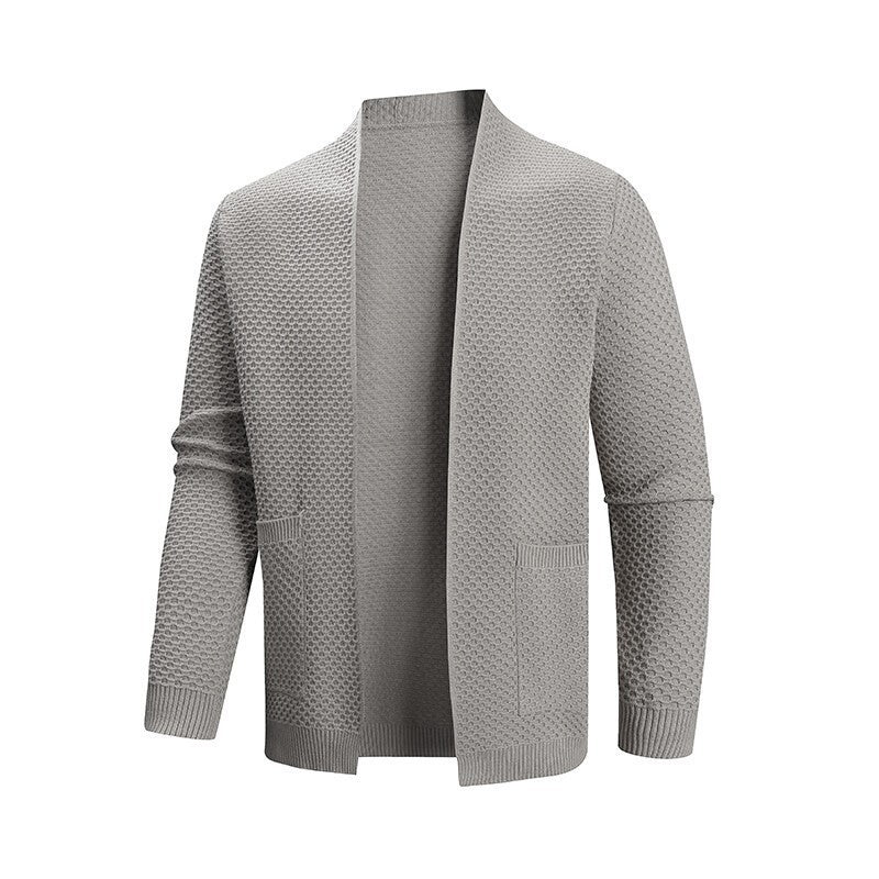Herren Strickjacke mit modernem Strukturmuster und praktischen Taschen R&B