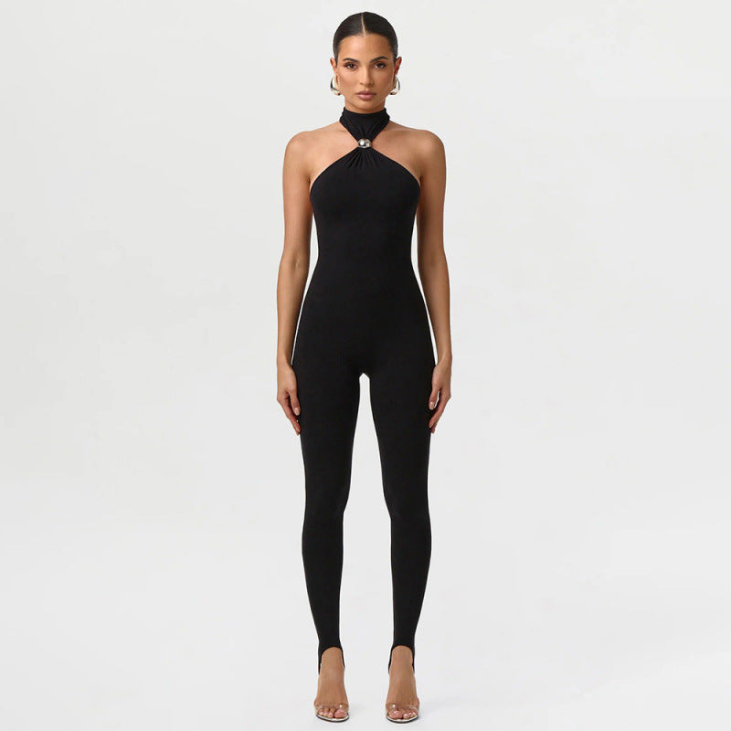 Damen Sportlicher Einteiler mit elegantem Kragen und dezenten Cut-Outs R&B