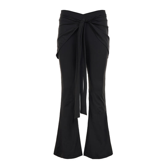 Damen Elegante Flared Pants mit weitem Saum und bindbarem Taillenband R&B