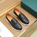 Damen Mokassin Slipper mit modischem Krokodil-Leder-Design R&B