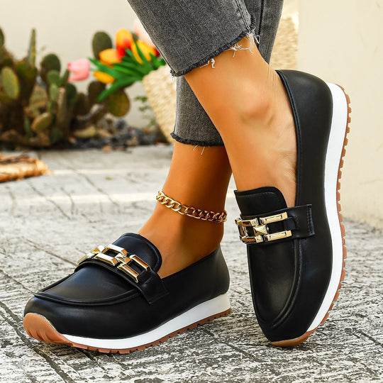 Damen Mokassin-Schuhe mit modischem Schnallen-Design R&B