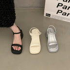 Damen modische Plateau-Sandalen mit verstellbarem Riemen und rutschfester Sohle R&B