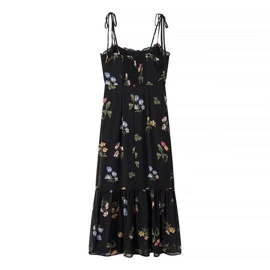 Damen Maxikleid mit floralem Design und verstellbaren Spaghettiträgern R&B