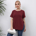 Damen lässiges T-Shirt mit seitlichen Eingrifftaschen R&B