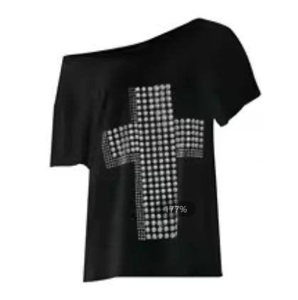 Damen stylisches Oversized T-Shirt mit Kreuz-Print und Glitzerdetails R&B