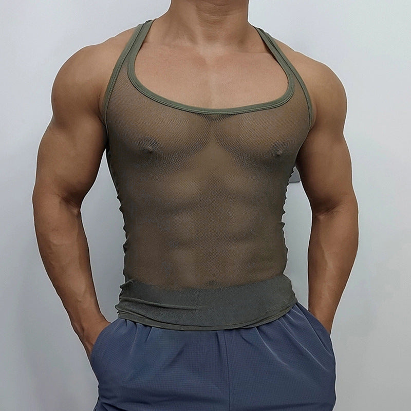 Unisex nan atmungsaktives Netz-Top mit sportlicher Rückenpartie und elastischer Saumkante R&B