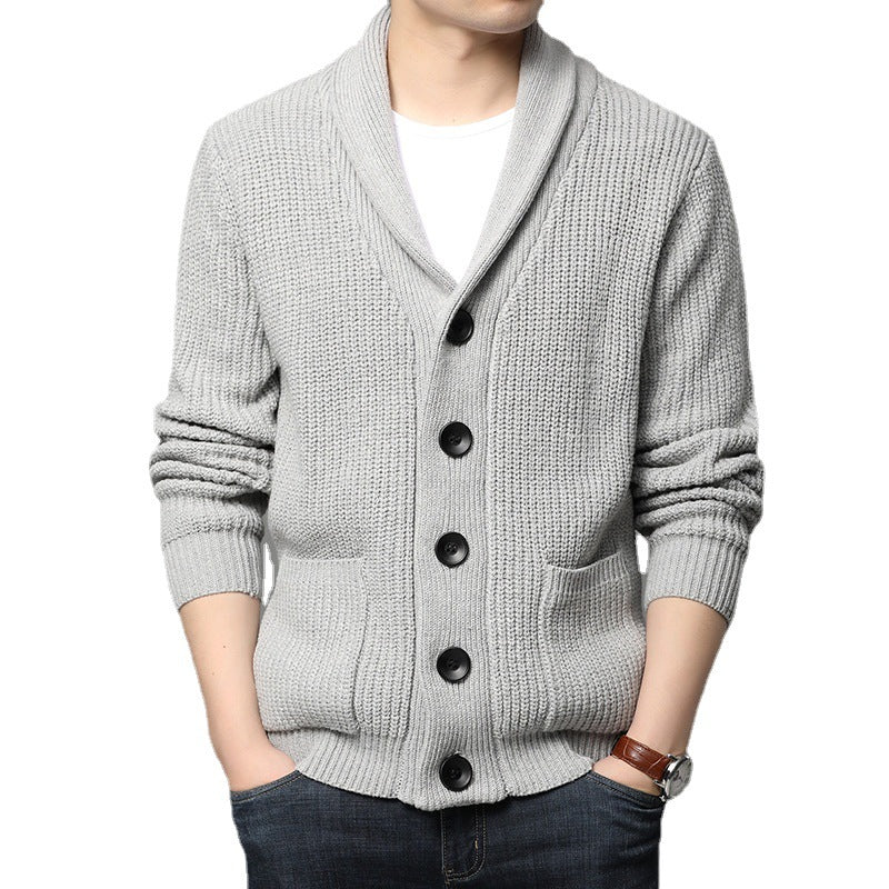Herren Strickjacke mit Schalkragen und praktischen Taschen R&B