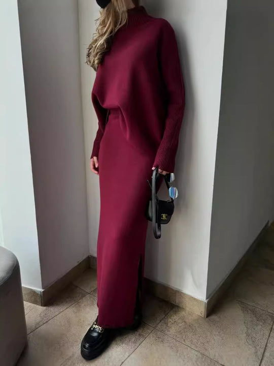 Damen Elegant gestricktes Maxikleid mit lässigem Schnitt R&B