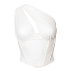 Damen Elegantes asymmetrisches Oberteil mit tiefem V-Ausschnitt R&B