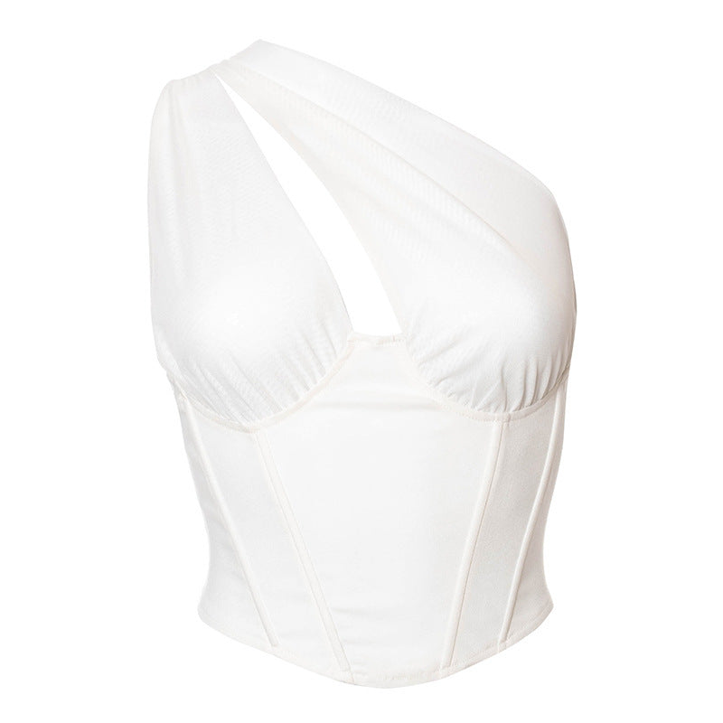 Damen Elegantes asymmetrisches Oberteil mit tiefem V-Ausschnitt R&B