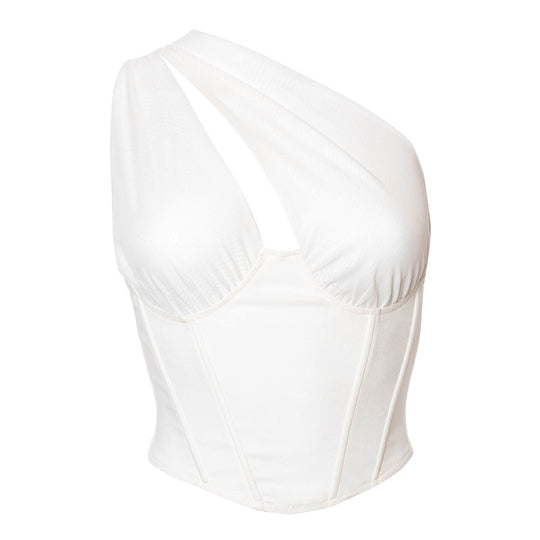 Damen Elegantes asymmetrisches Oberteil mit tiefem V-Ausschnitt R&B