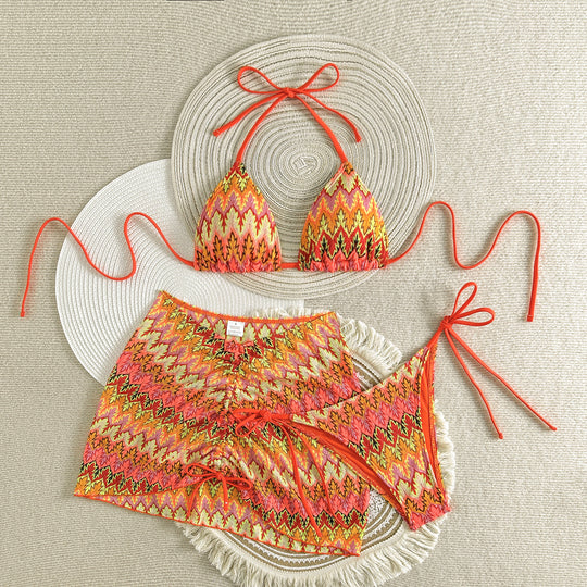 Damen Triangel-Bikini-Set mit verspieltem Wickelrock R&B