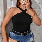 Damen Crop-Top mit asymmetrischem Design und verstellbaren Trägern R&B