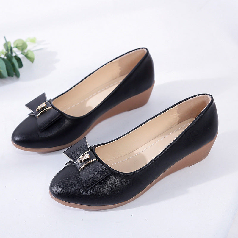 Damen elegante Keil-Pumps mit dekorativem Schleifen-Design R&B
