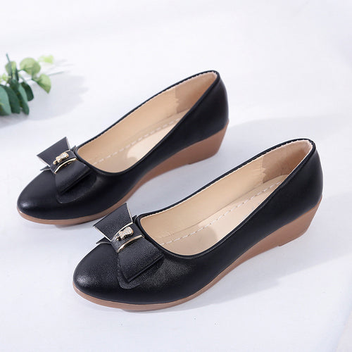 Damen elegante Keil-Pumps mit dekorativem Schleifen-Design R&B