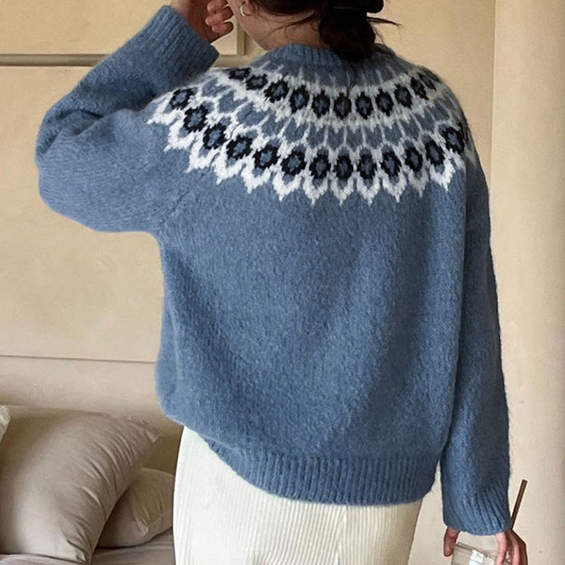 Damen Strickpullover mit traditionellem Norwegermuster R&B