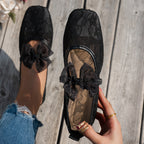 Damen elegante Ballerinas mit floralen Applikationen und rutschfester Sohle R&B