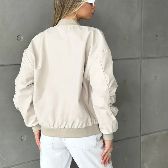 Damen modische Bomberjacke mit praktischen Innentaschen und sportivem Schnitt R&B