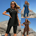 Damen Sportliches Badeset mit kurzem Oberteil und Leggings R&B