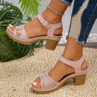 Damen Elegante Sandalen mit Blockabsatz R&B