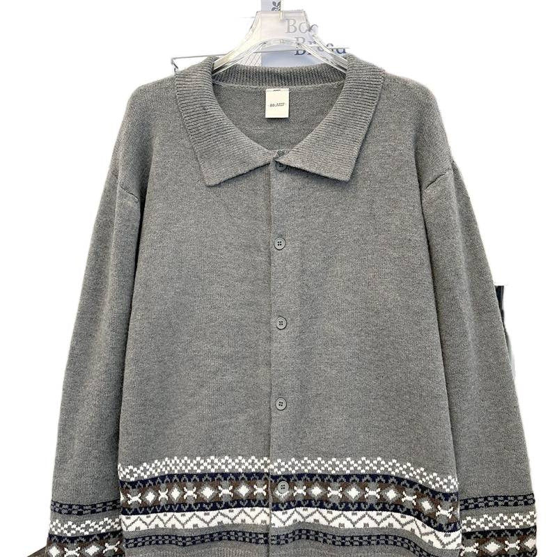 Damen Strickjacke mit elegantem Kragen und modischem Muster R&B