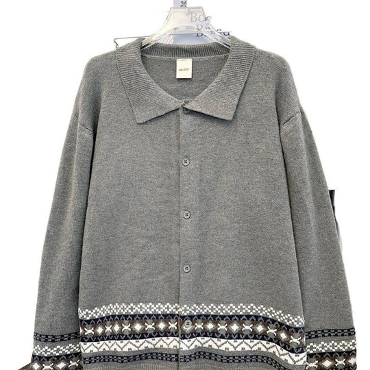 Damen Strickjacke mit elegantem Kragen und modischem Muster R&B