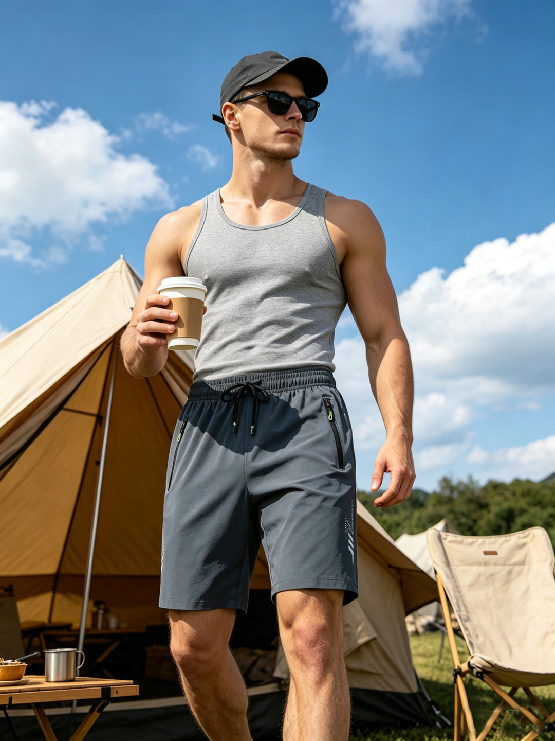 Herren nan sportliches Funktions-Tanktop aus atmungsaktivem Baumwollmix mit Stretch R&B