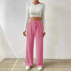 Damen Lässige Stretch-Hose mit elastischem Bund und praktischer Kordel R&B