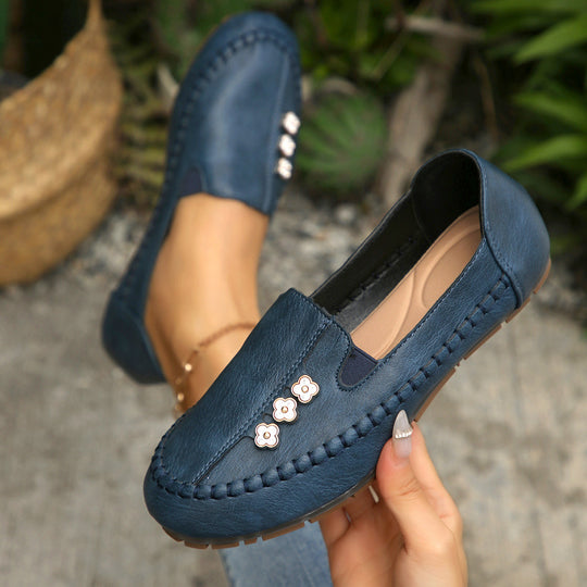 Damen Mokassin-Schuhe mit modischer Blütenapplikation R&B