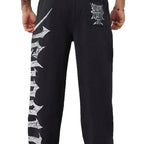 Herren nan weite Sweathose aus angerautem Fleece mit seitlichem Vintage-Print und Kordelbund R&B