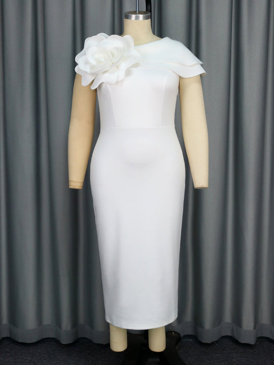 Damen figurbetontes Abendkleid mit 3D-Blumenapplikation R&B