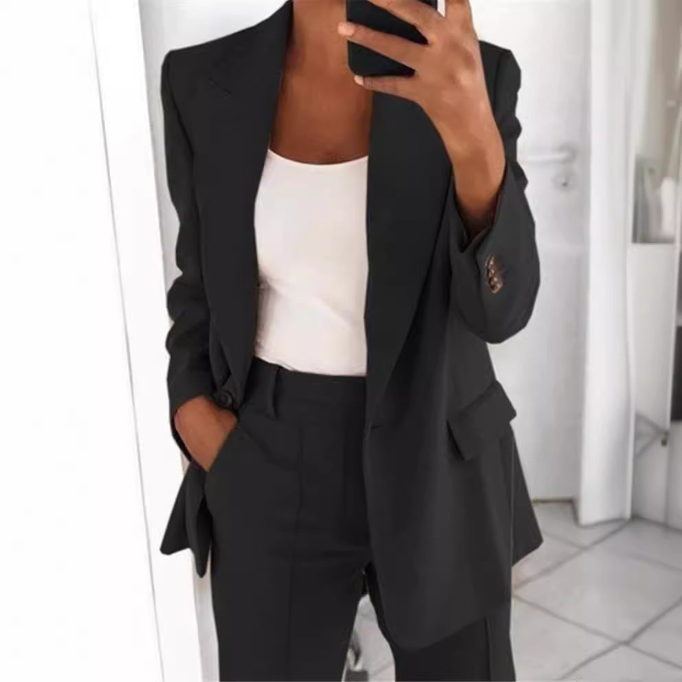Damen nan Business-Blazer-Set mit strukturierter Oversize-Silhouette, Reverskragen und Bundfaltenhose R&B