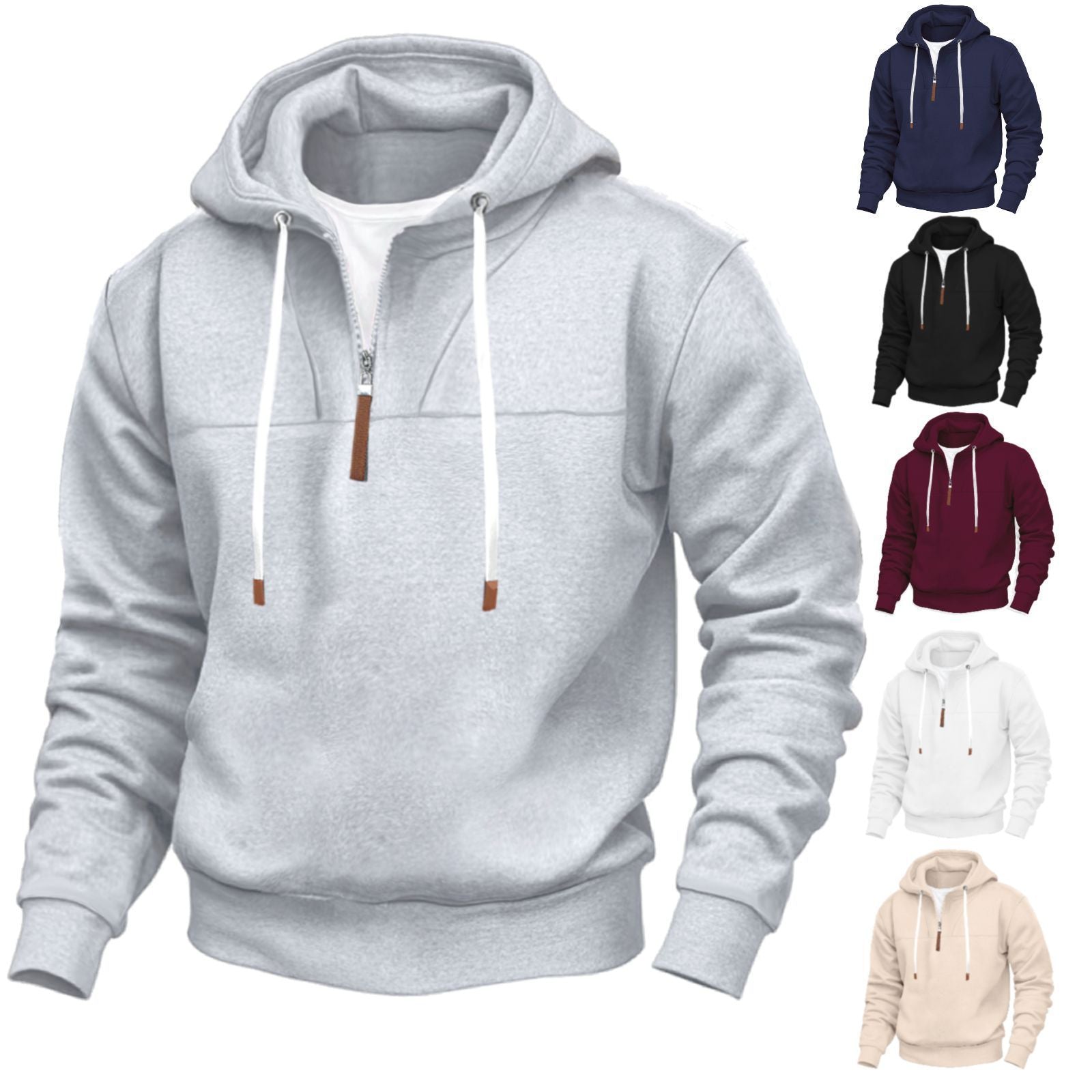 Herren Kapuzenpullover mit halbem Reißverschluss und hochwertigen Materialien R&B