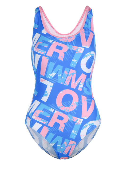 Damen Einteiliger Sportbadeanzug mit grafischem Print R&B