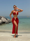 Damen Eleganter Bikini mit hohem Beinausschnitt und glamourösem Wickelrock R&B