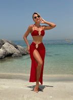 Damen Eleganter Bikini mit hohem Beinausschnitt und glamourösem Wickelrock R&B