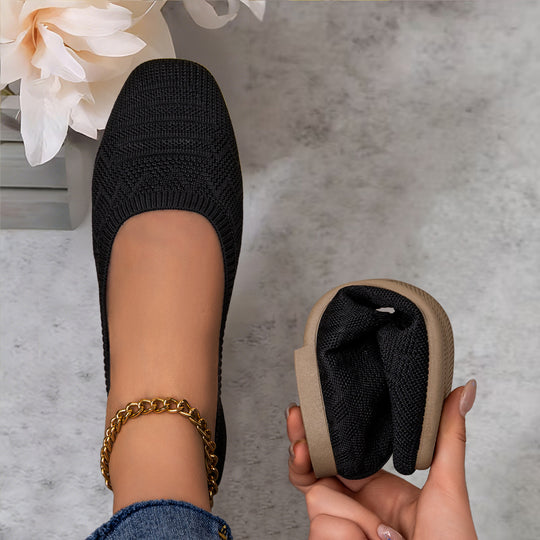 Damen Komfortable und atmungsaktive Strickballerinas R&B