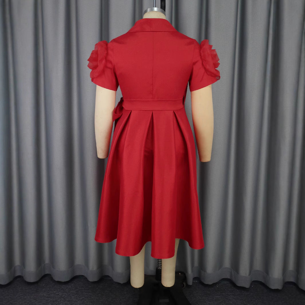 Damen Wickelkleid mit voluminösen Puffärmeln R&B