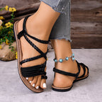 Damen Geflochtene Freizeit-Sandalen mit anatomischem Fußbett R&B