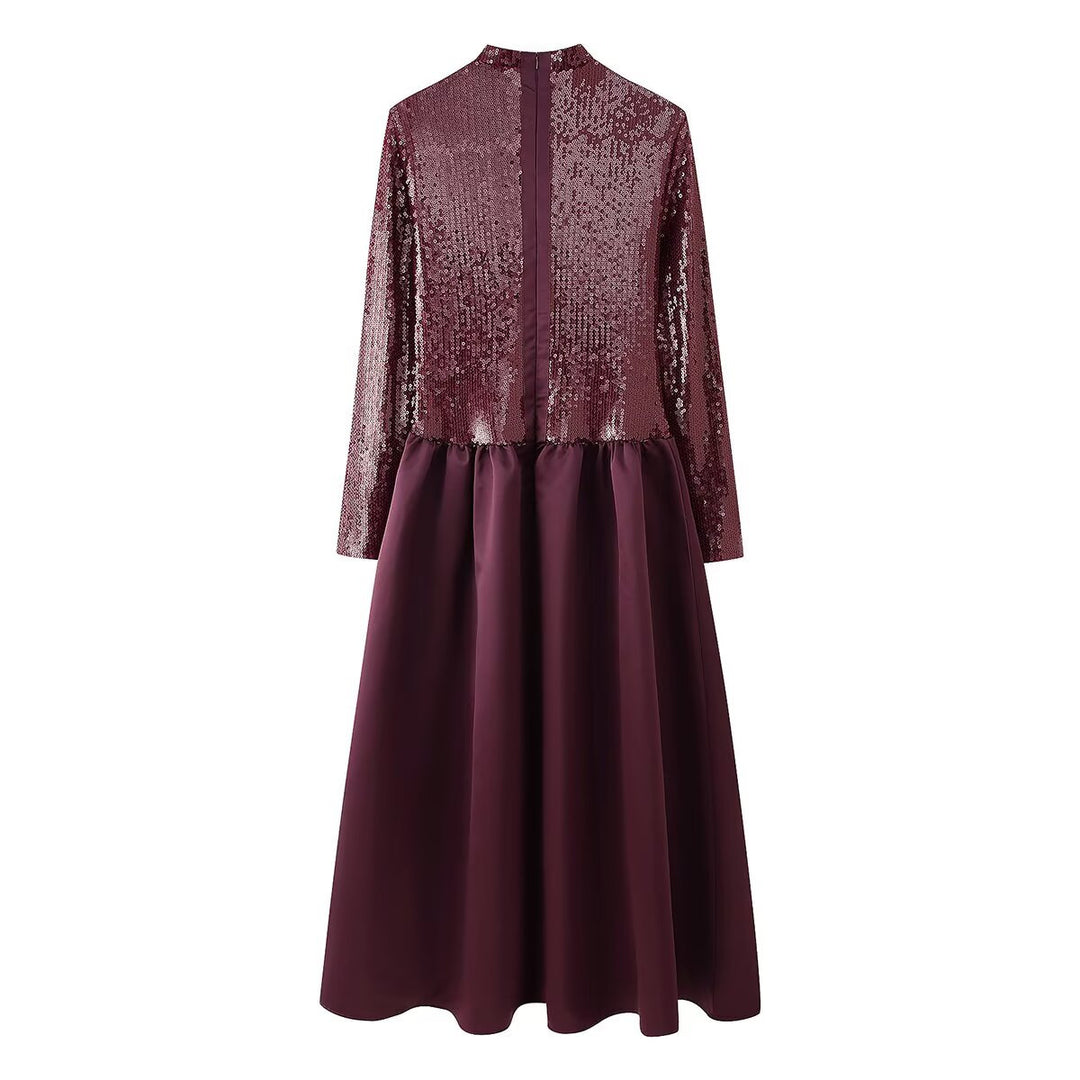 Damen Festliches Kleid mit glitzerndem Oberteil und schwingendem Rock R&B