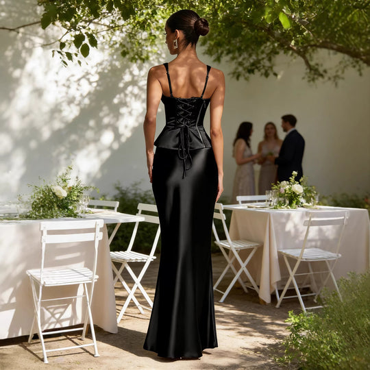 Damen Elegantes Abendkleid mit figurformendem Design und tiefem V-Ausschnitt R&B
