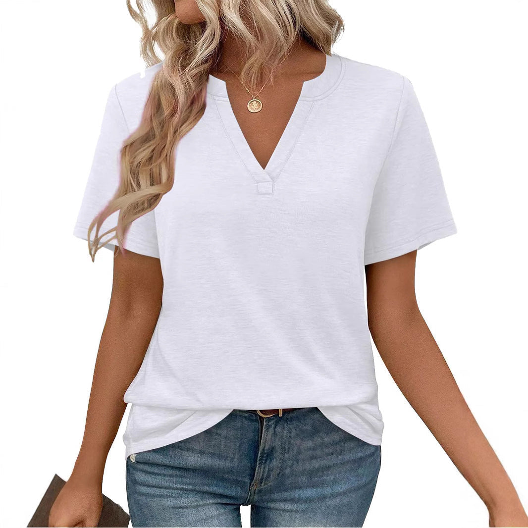 Damen zeitloses V-Ausschnitt T-Shirt mit lässigem Schnitt