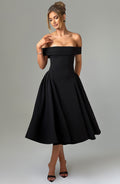 Damen Cocktailkleid mit schulterfreiem Design und voluminösem Rock R&B