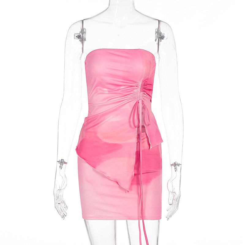Damen Mini-Kleid mit asymmetrischem Schnitt und Raffungsdetails R&B