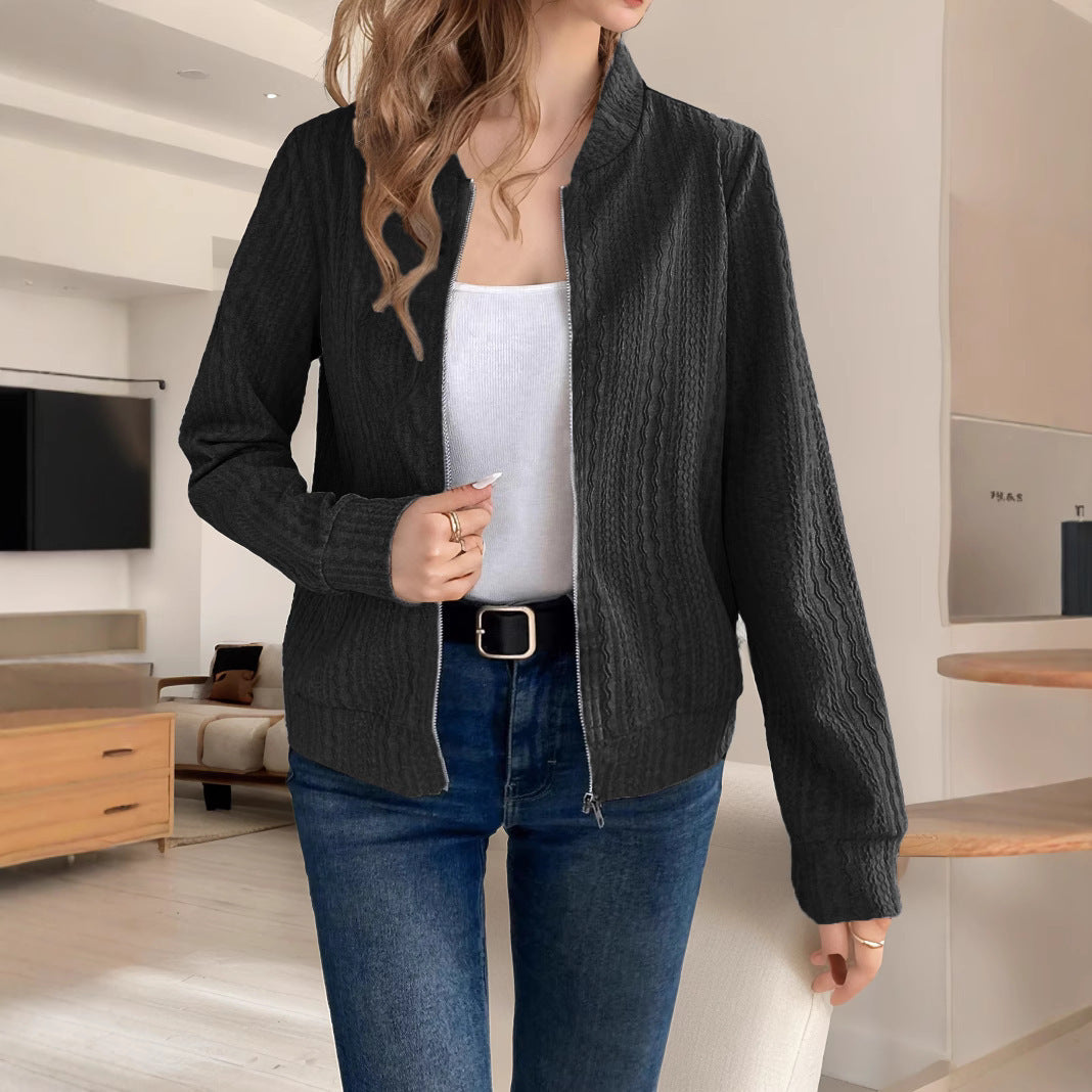 Damen Strickjacke mit Reißverschluss und strukturiertem Design R&B