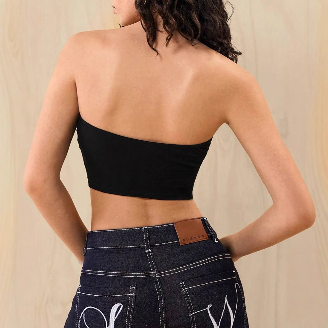 Damen Bandeau-Top mit kreativem Schriftzug R&B