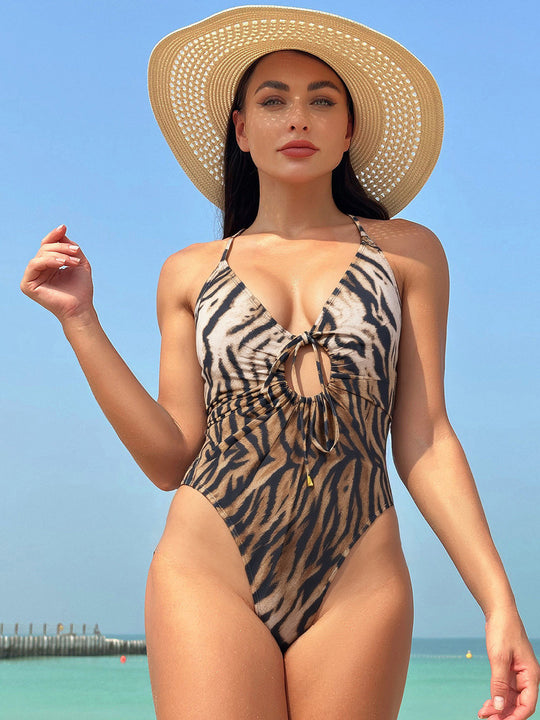 Damen Einteiliger Badeanzug mit modischem Cut-Out R&B